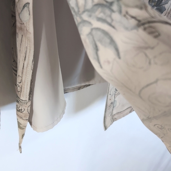 Platinum by Dorothy Schoelen Long Sleeve Floral Tan and Red Blouse Set Size  S - Picture 5 of 10